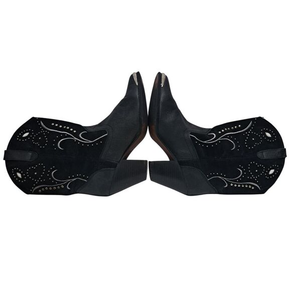 Dingo Ava Embroidered Studs Western Moto Boho Goth Leather Boots Size 9 Black - Picture 8 of 15